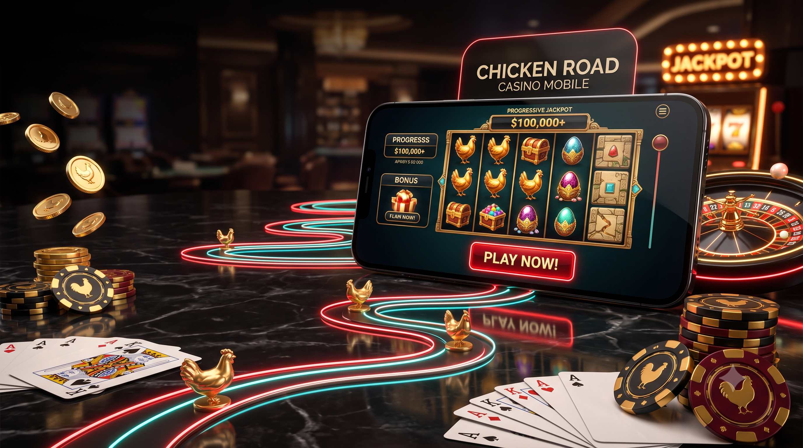 Vue mobile de Chicken Road
